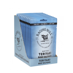 Teriyaki biltong. 10x35g bags of teriyaki biltong. Teriyaki biltong snack pack.