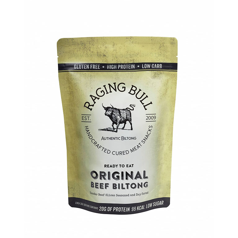 Buy Biltong. Original beef biltong from Raging Bull snacks. Available in the UK. 
