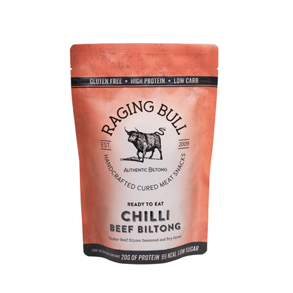 Buy biltong. Chilli biltong from Raging Bull Snacks. High in protein. Low in Carbs. Gluten free. Made in the UK.
