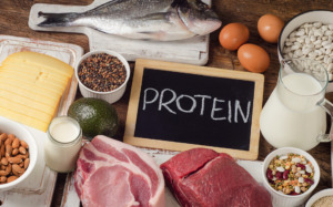A selection of protein foods. Raging Bull Biltong and meat is high in protein